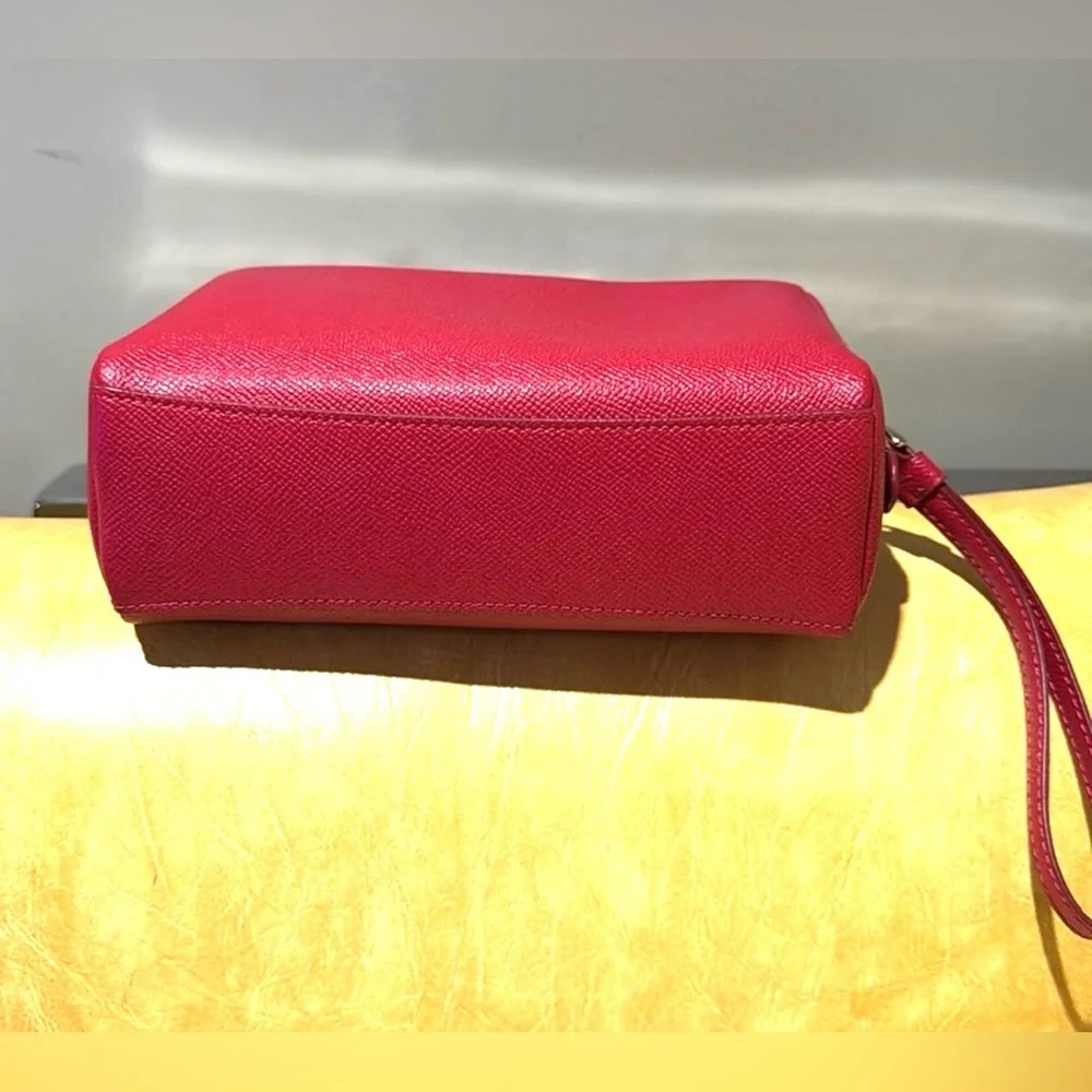 Coach Red Pebble Leather Wristlet Cosmetic Case
